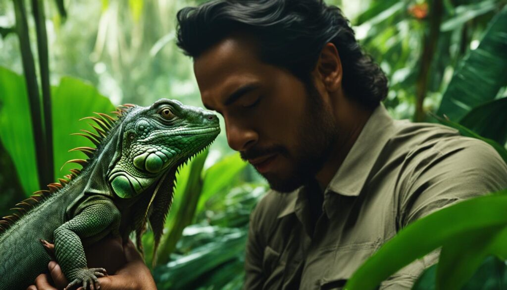 safely handling an iguana